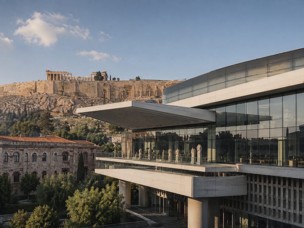 The New Acropolis Museum with the Acropolis behind it